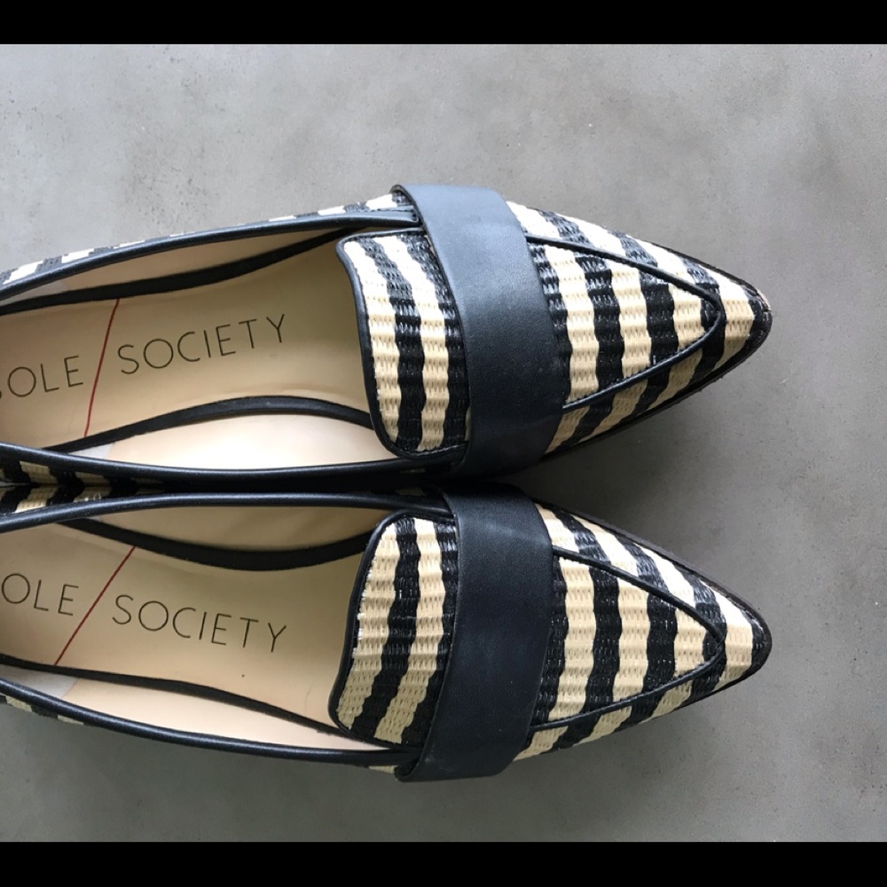 Sole Society Edie Smoking Slipper Flat - Nat/Black